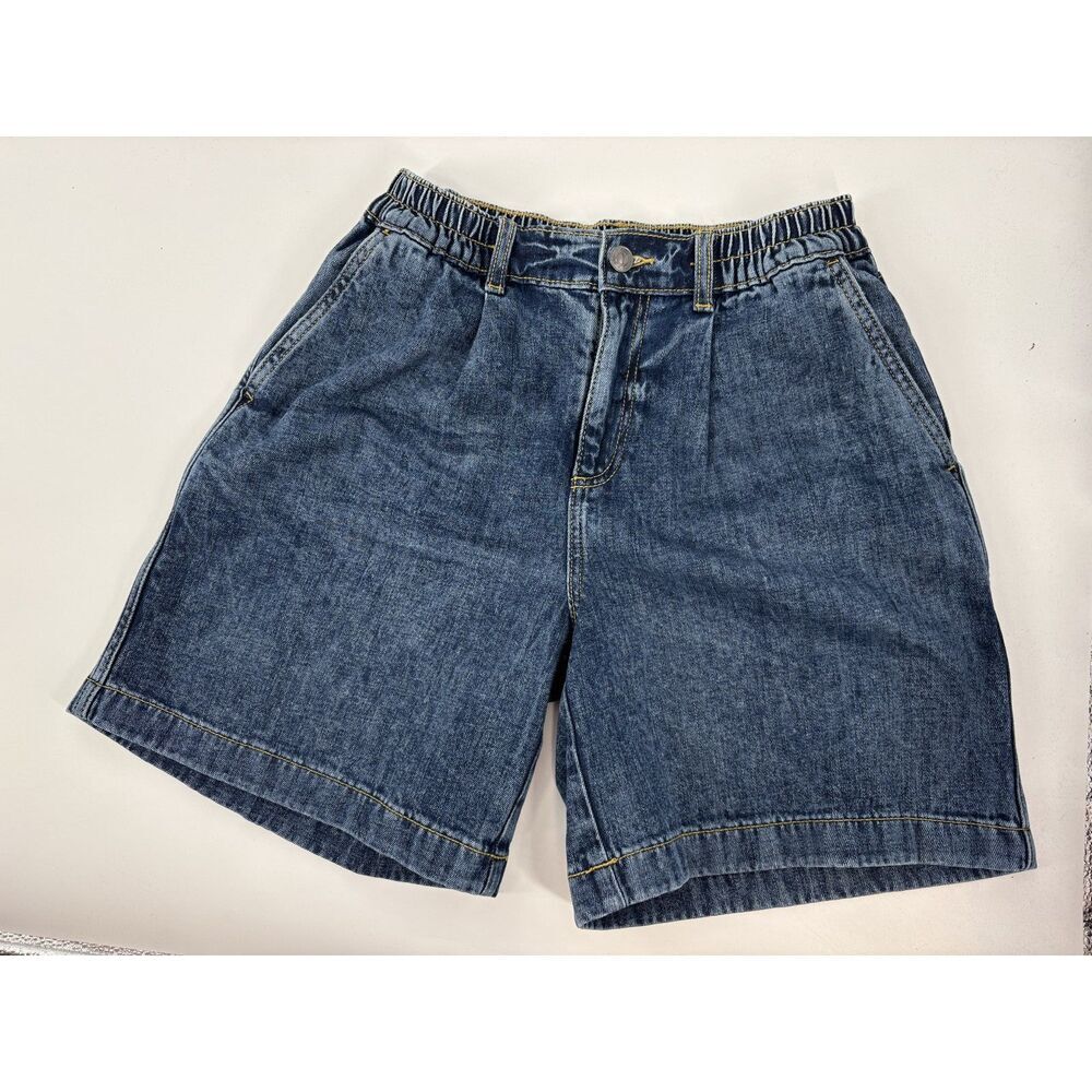 High Rise Denim Shorts Women’s Relaxed Fit Elastic Waist Blue Jean Shorts